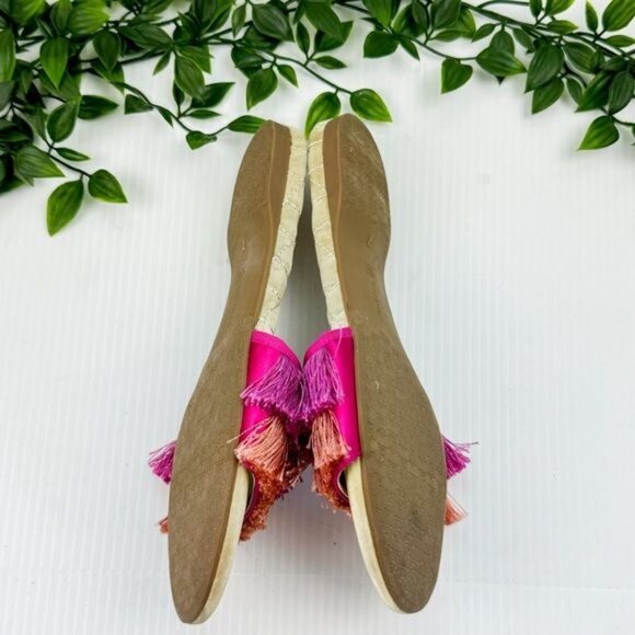 Birdies multy Color block Fringe Sangria Sandals 7 - Picture 5 of 12